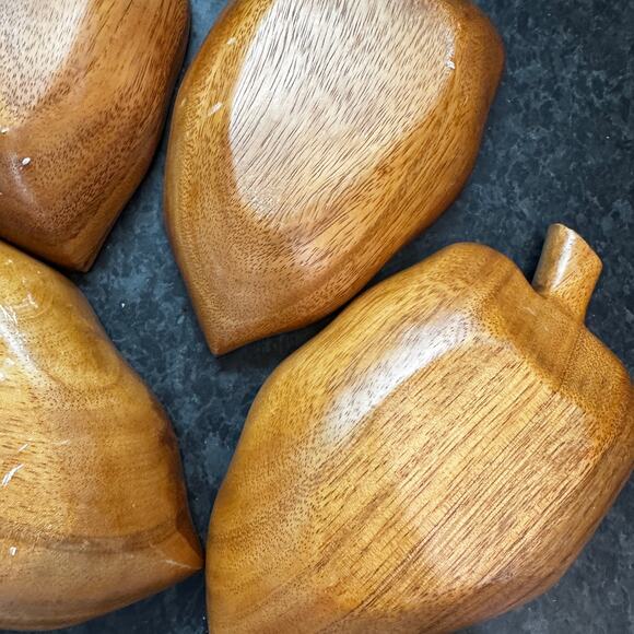 Vintage Monkeypod Pepper Bowls – Hand-Carved Wood Tropical Serving Set (4) - Picture 4 of 6